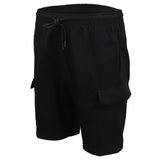 Men's Cargo Shorts 4 Pockets Cascual Work Trousers Active Pants Elastic Waist, Black, L