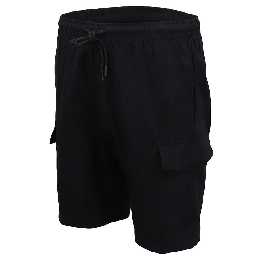 Men's Cargo Shorts 4 Pockets Cascual Work Trousers Active Pants Elastic Waist, Black, XL