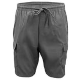 Men's Cargo Shorts 4 Pockets Cascual Work Trousers Active Pants Elastic Waist, Charcoal, M