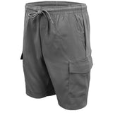 Men's Cargo Shorts 4 Pockets Cascual Work Trousers Active Pants Elastic Waist, Charcoal, 3XL