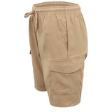 Men's Cargo Shorts 4 Pockets Cascual Work Trousers Active Pants Elastic Waist, Khaki, S