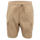 Men's Cargo Shorts 4 Pockets Cascual Work Trousers Active Pants Elastic Waist, Khaki, L