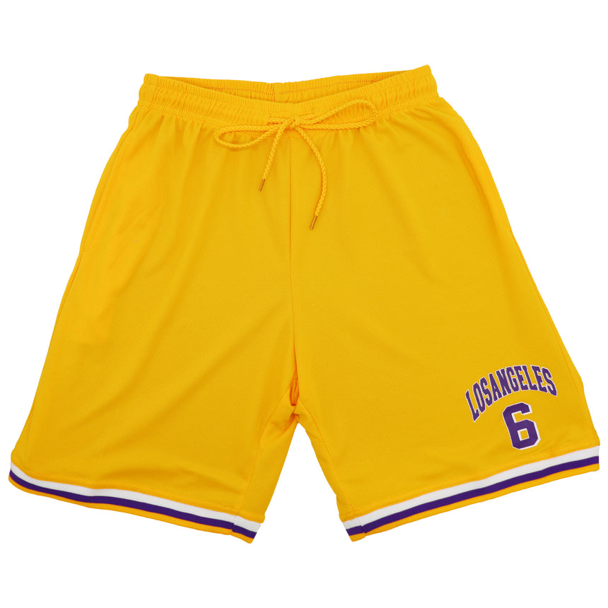 Men's Basketball Sports Shorts Gym Jogging Swim Board Boxing Sweat Casual Pants, Yellow - Los Angeles 6, M