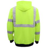 HI VIS Hooded Safety Jumper Hoodie Sweatshirt Tradie Workwear Fleece Jacket Coat, Fluro Orange, XS