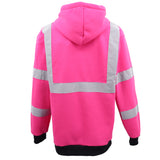 HI VIS Hooded Safety Jumper Hoodie Sweatshirt Tradie Workwear Fleece Jacket Coat, Fluro Orange, XS