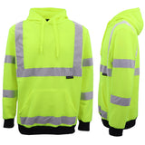 HI VIS Hooded Safety Jumper Hoodie Sweatshirt Tradie Workwear Fleece Jacket Coat, Fluro Orange, XS