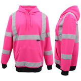 HI VIS Hooded Safety Jumper Hoodie Sweatshirt Tradie Workwear Fleece Jacket Coat, Fluro Orange, XS