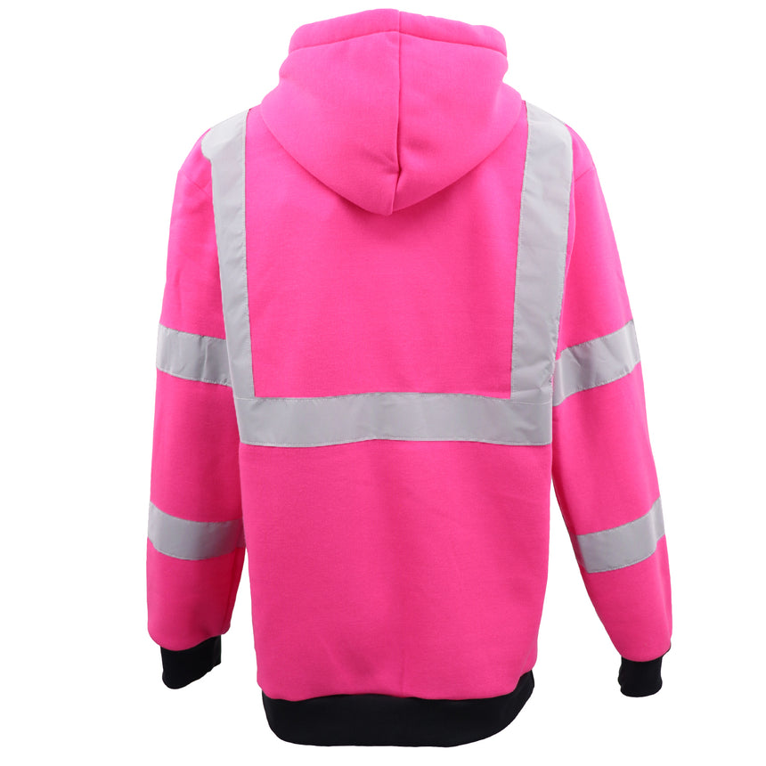 HI VIS Hooded Safety Jumper Hoodie Sweatshirt Tradie Workwear Fleece Jacket Coat, Fluro Orange, S