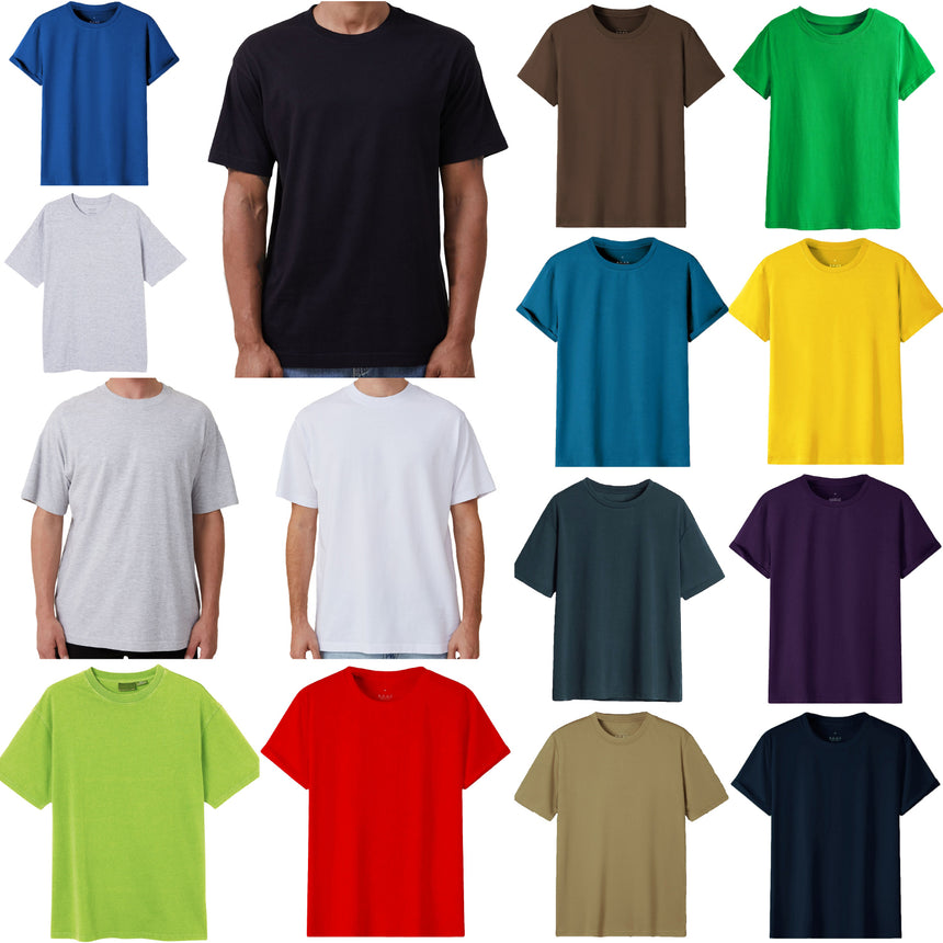 Adult 100% Cotton T-Shirt Unisex Men's Basic Plain Blank Crew Tee Tops Shirts, Grey, XL