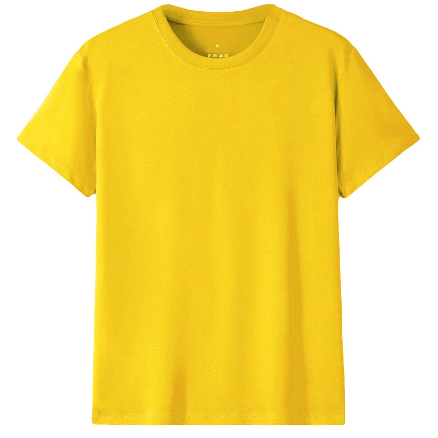 Adult 100% Cotton T-Shirt Unisex Men's Basic Plain Blank Crew Tee Tops Shirts, Yellow, XL