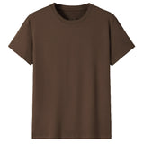 Adult 100% Cotton T-Shirt Unisex Men's Basic Plain Blank Crew Tee Tops Shirts, Coffee, 3XL