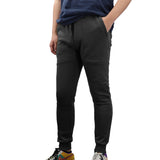 Men's Fleece Slim Trackpant Sport Joggers w Zipped Pockets Gym Casucal Trousers, Black, XS