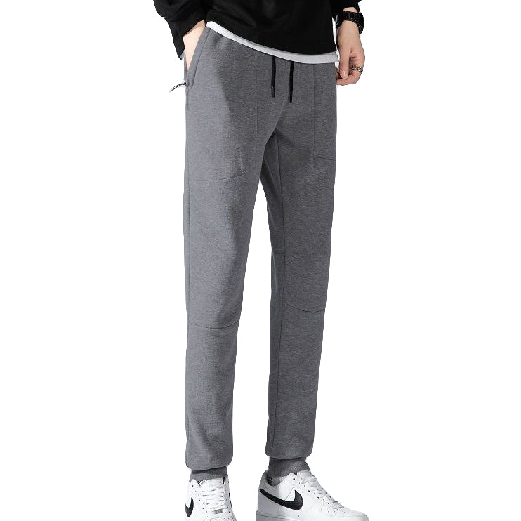 Men's Fleece Slim Trackpant Sport Joggers w Zipped Pockets Gym Casucal Trousers, Black, S