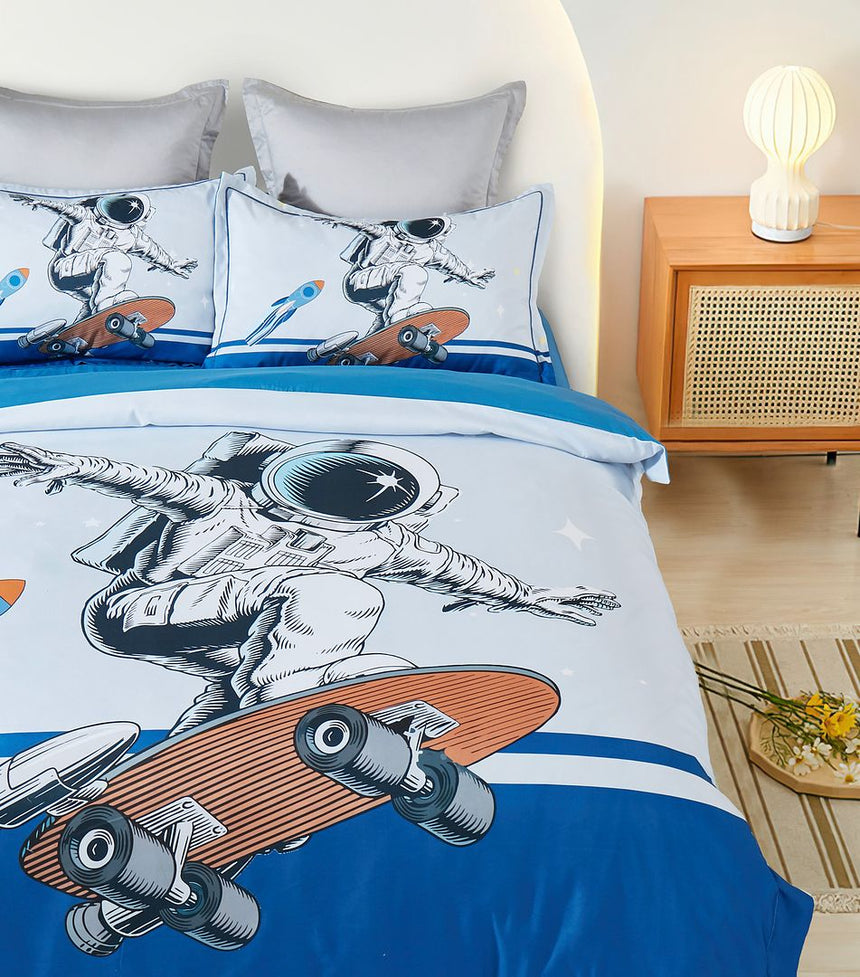 Astronaut Kids Quilt Cover Set - Double Size