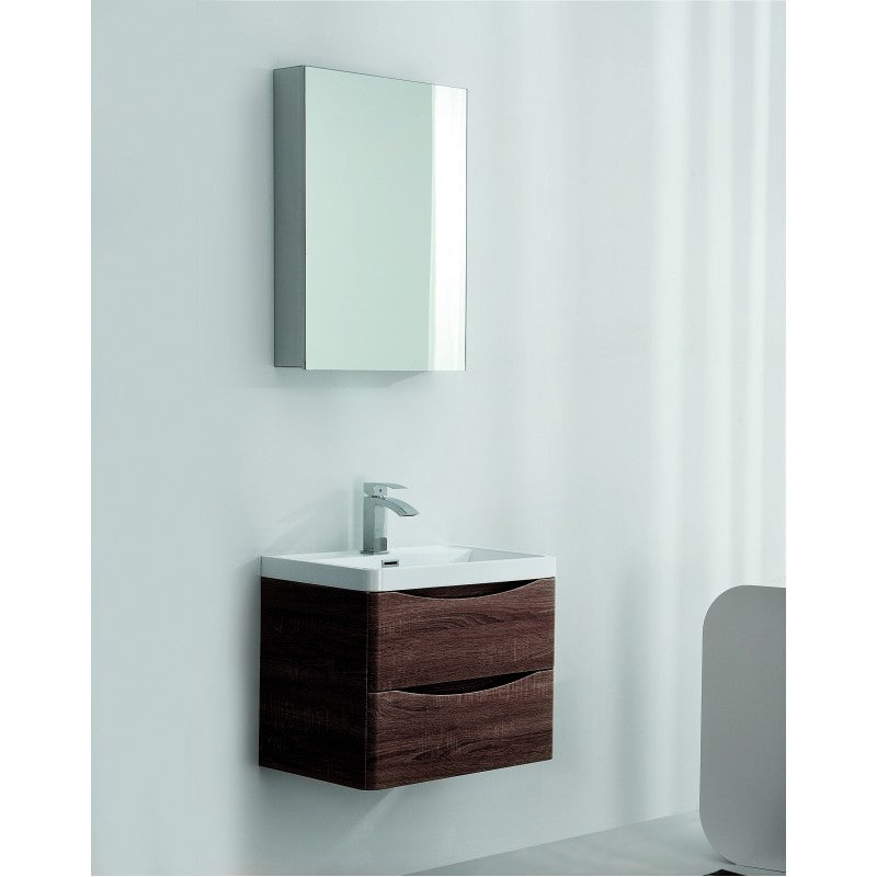 Ancona wall hung bathroom vanity 600mm Rose wood