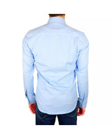 Milano Solid Color Shirt in Light Blue - Soft Satin Fabric - 100% Cotton 38 IT Men