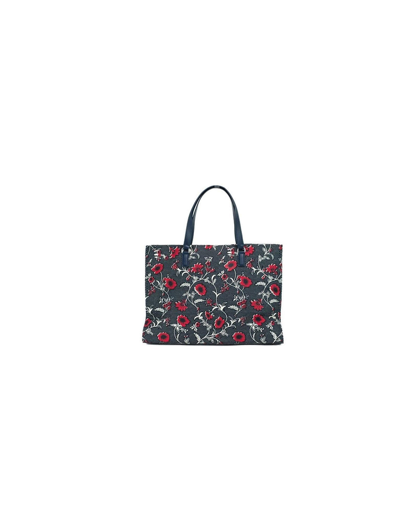 Navy Red Medium Retro Batik Print Shoulder Tote Bag One Size Women