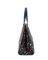 Navy Red Medium Retro Batik Print Shoulder Tote Bag One Size Women