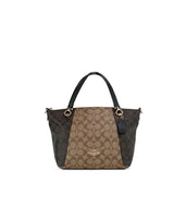 COACH Women's Kacey Khaki Brown Blocked Signature Canvas Top Zip Satchel Handbag - One Size