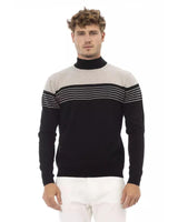 Alpha Studio Men's Black Viscose Sweater - 46 IT