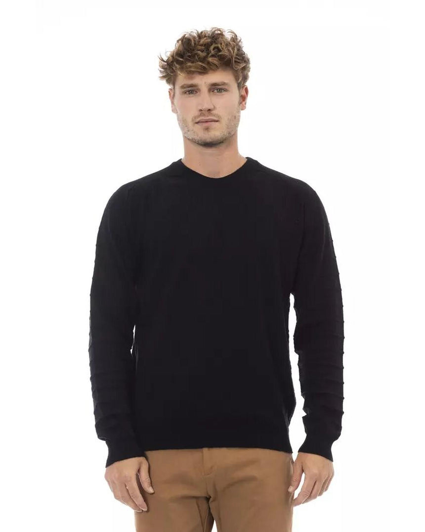 Alpha Studio Men's Black Viscose Sweater - 46 IT