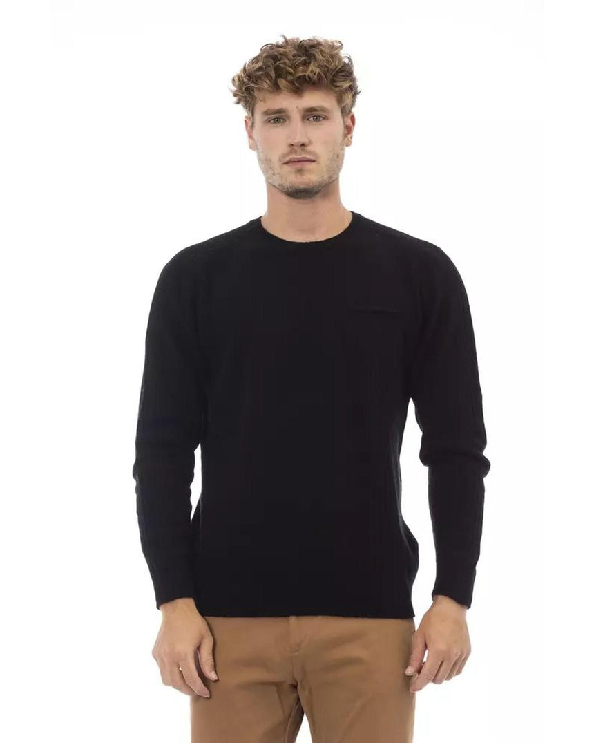 Alpha Studio Men's Black Viscose Sweater - 54 IT