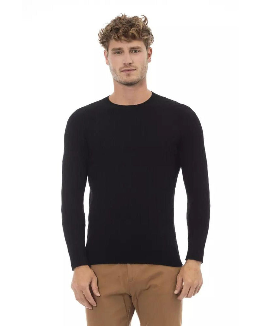 Alpha Studio Men's Black Viscose Sweater - 48 IT