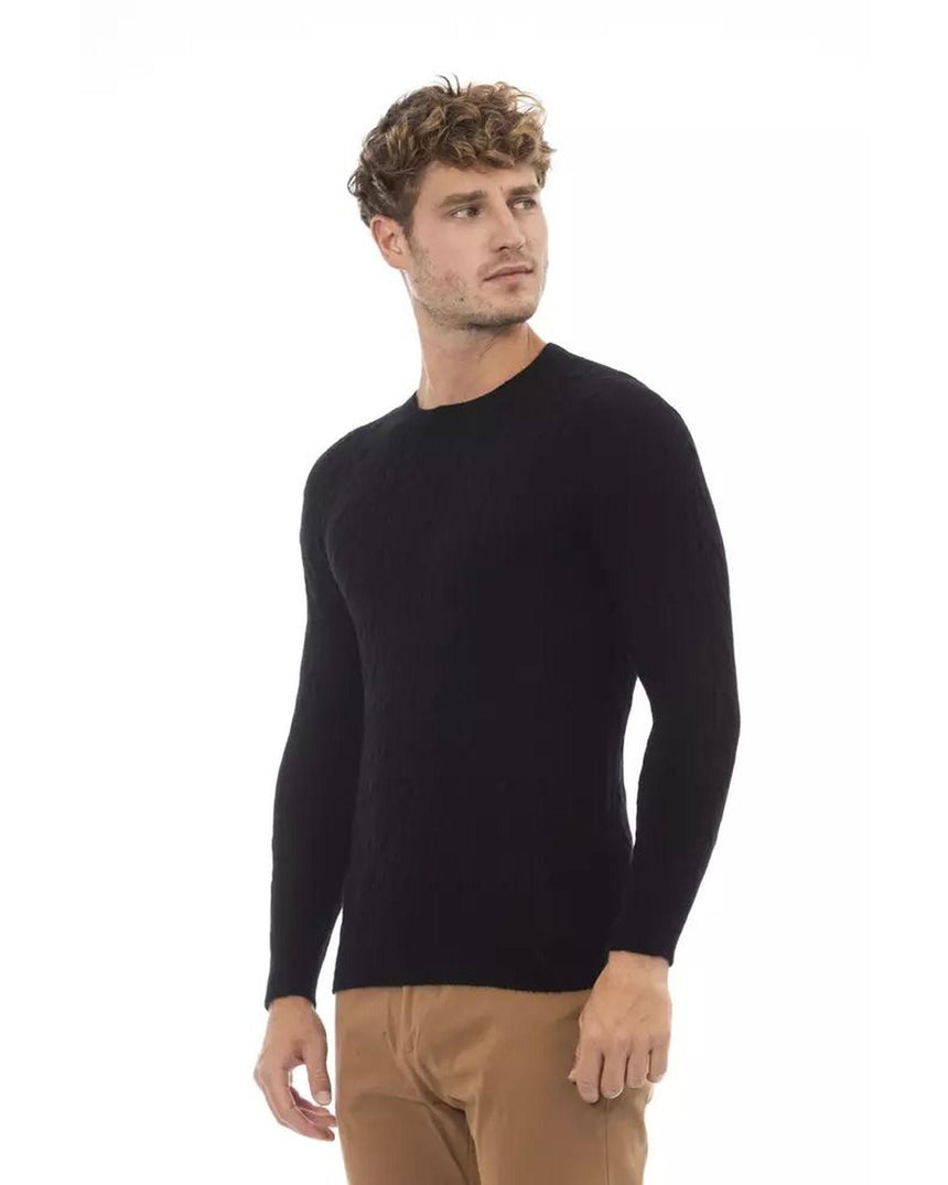 Alpha Studio Men's Black Viscose Sweater - 52 IT