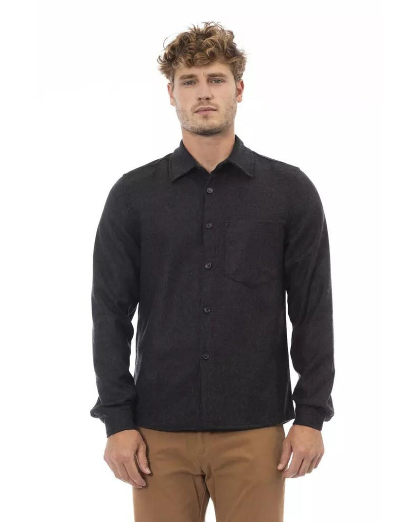 Alpha Studio Men's Gray Wool Shirt - 48 IT