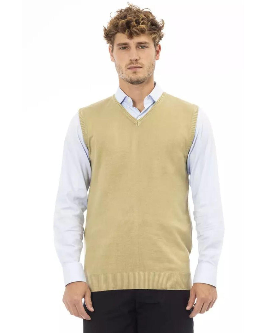 Alpha Studio Men's Beige Viscose Vest - 50 IT