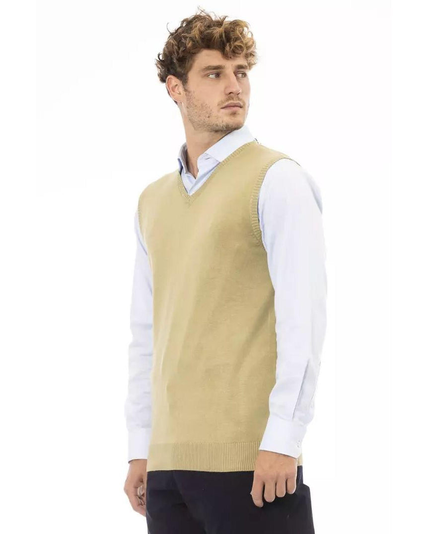 Alpha Studio Men's Beige Viscose Vest - 50 IT