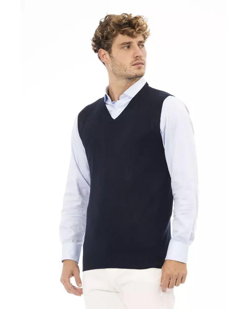 Alpha Studio Men's Blue Viscose Vest - 46 IT