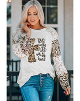 Azura Exchange Faith Cross Leopard Bishop Sleeve Pullover - XL