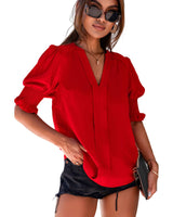 Azura Exchange Half Sleeve V Neck Blouse - M