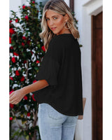 Azura Exchange Bubble Sleeve Round Neck Blouse - S