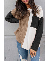 Azura Exchange Colorblock Knit Top with Chest Pocket - L