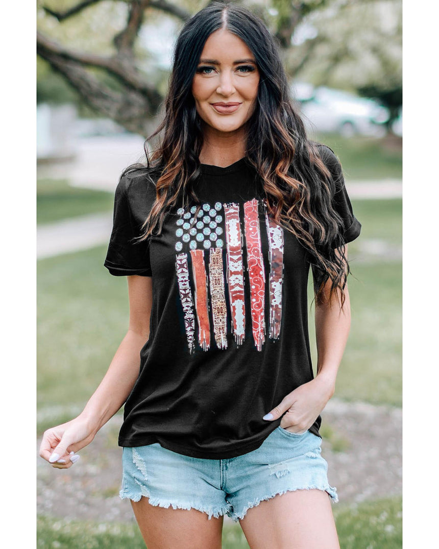 Azura Exchange American Flag Print Short Sleeve Graphic Tee - 2XL