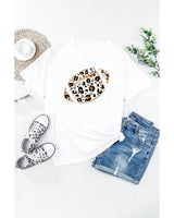 Azura Exchange Leopard Heart Shape Rugby Print T-Shirt - M