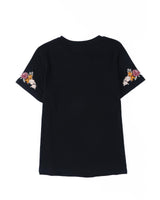 Azura Exchange Embroidered Short Sleeve T-Shirt with Floral Detail - M