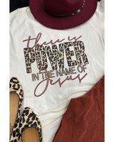 Azura Exchange Leopard Letter Graphic Tee with the Power of Jesus - M