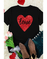 Azura Exchange Heart Shaped Glitter Print T-Shirt - 2XL