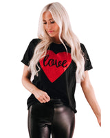 Azura Exchange Heart Shaped Glitter Print T-Shirt - 2XL