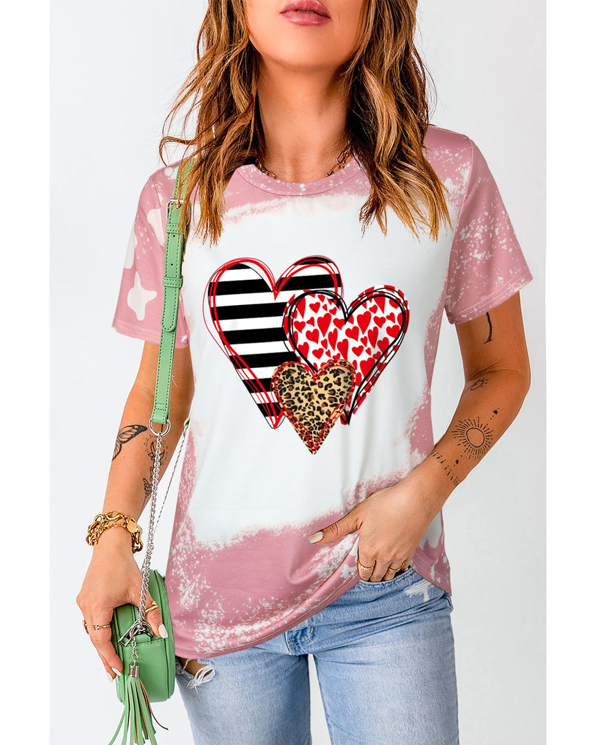 Azura Exchange Heart Shaped Contrast Short Sleeve T Shirt - L