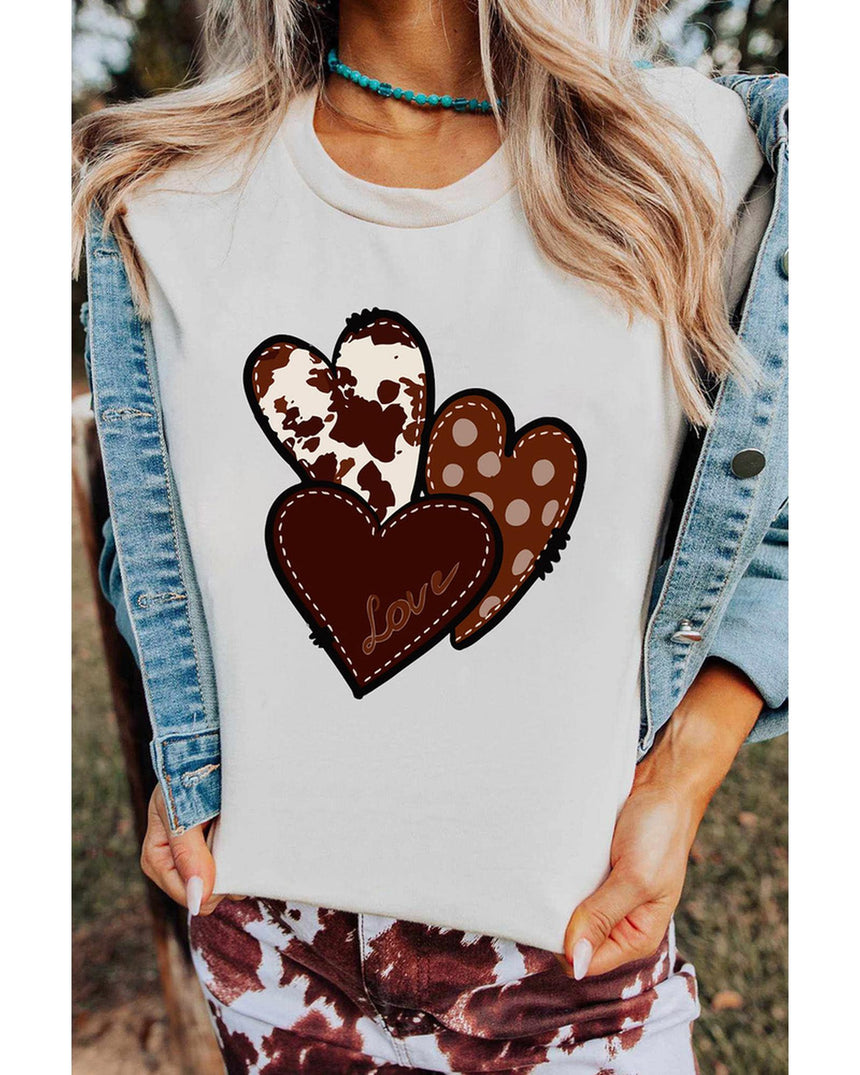 Azura Exchange Heart Print T-shirt - M