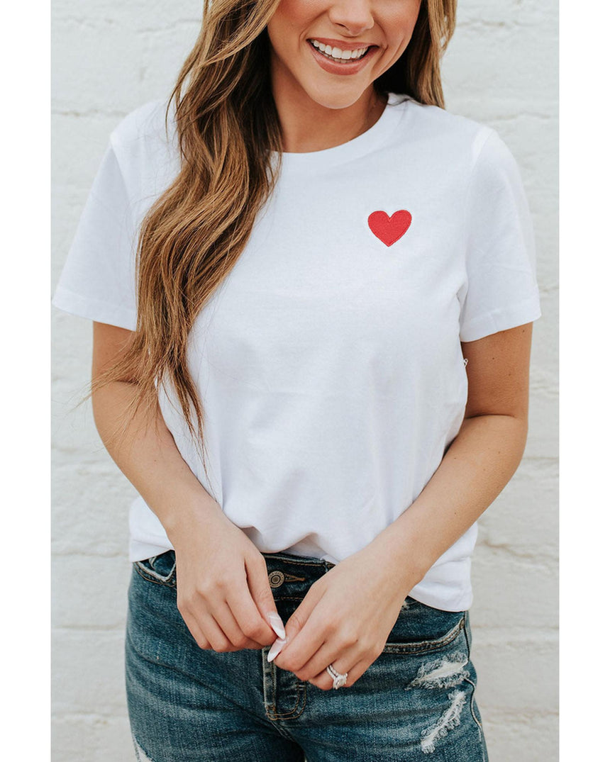 Azura Exchange Embroidered Heart Pattern T-Shirt - 2XL