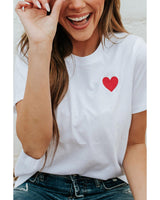 Azura Exchange Embroidered Heart Pattern T-Shirt - M