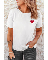 Azura Exchange Embroidered Heart Pattern T-Shirt - M