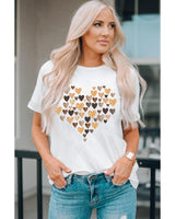 Azura Exchange Heart Shaped Print Crew Neck Graphic Tee - M