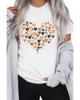 Azura Exchange Heart Shaped Print Crew Neck Graphic Tee - M