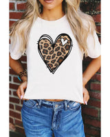 Azura Exchange Leopard Heart Pattern Print T-Shirt - 2XL